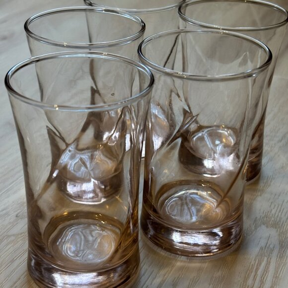 Libbey Concert Pink Misty Rose Tumbler Set Of 5 Vtg Glasses Optic Swirl - Picture 4 of 6
